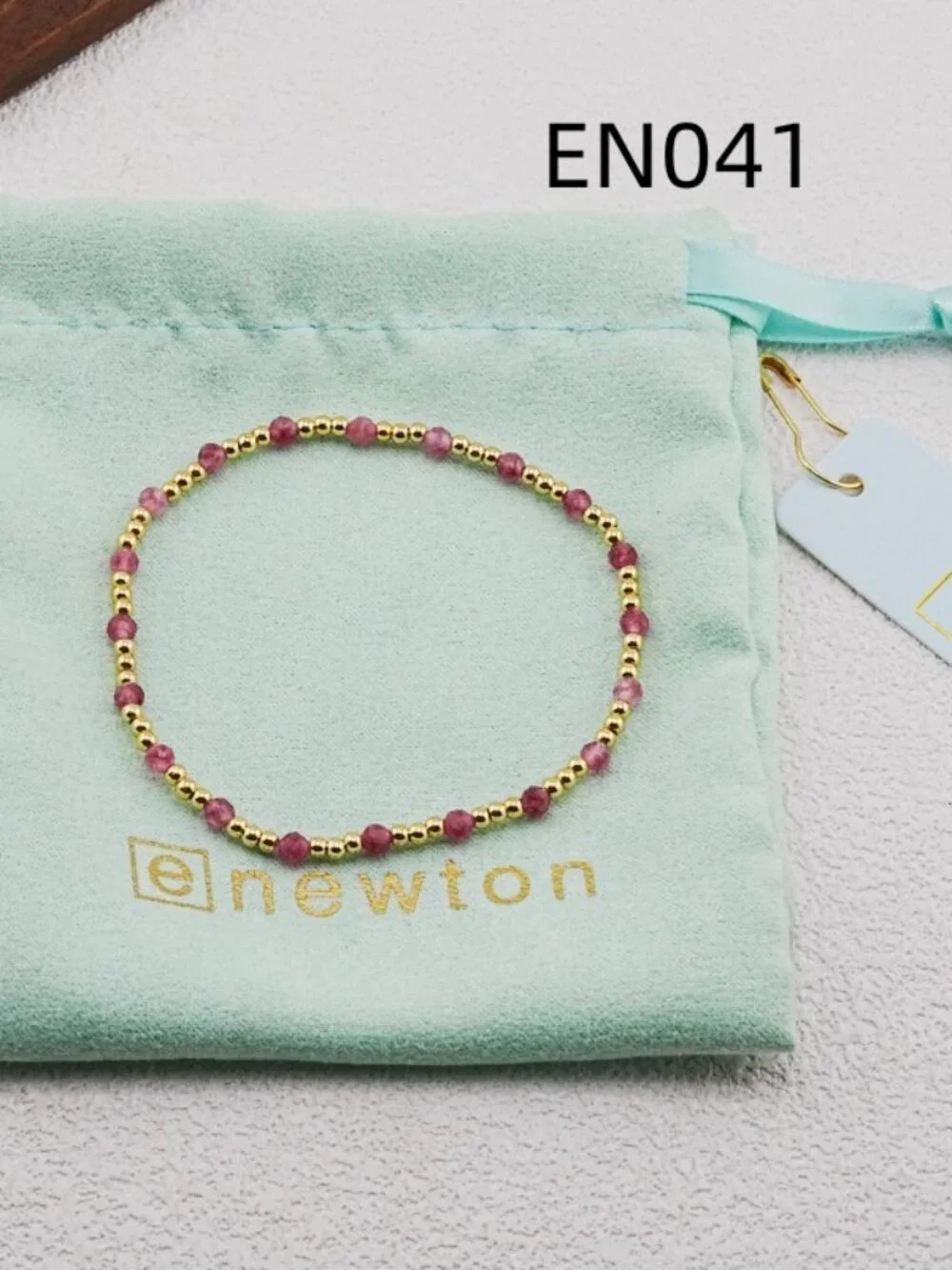 Enewton Pink Natural Stone & Gold Bead Bracelet